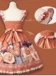 Persimmon Printing JSK Chinese Style Sweet Lolita Short Style Sling Dress