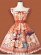 Persimmon Printing JSK Chinese Style Sweet Lolita Short Style Sling Dress