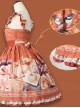 Persimmon Printing JSK Chinese Style Sweet Lolita Short Style Sling Dress