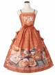 Persimmon Printing JSK Chinese Style Sweet Lolita Long Style Sling Dress