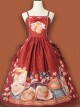 Persimmon Printing JSK Chinese Style Sweet Lolita Long Style Sling Dress