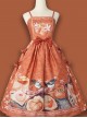 Persimmon Printing JSK Chinese Style Sweet Lolita Long Style Sling Dress