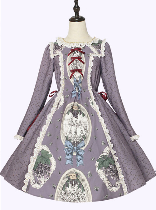 Grape Princess Series OP Elegant Classic Lolita Long Sleeve Dress