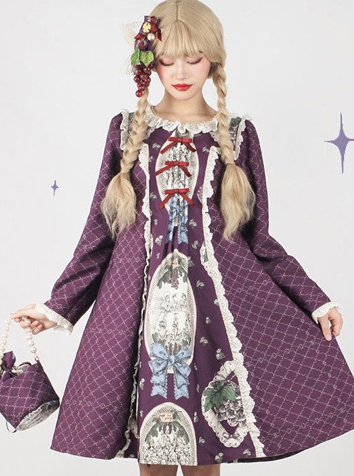 Grape Princess Series OP Elegant Classic Lolita Long Sleeve Dress