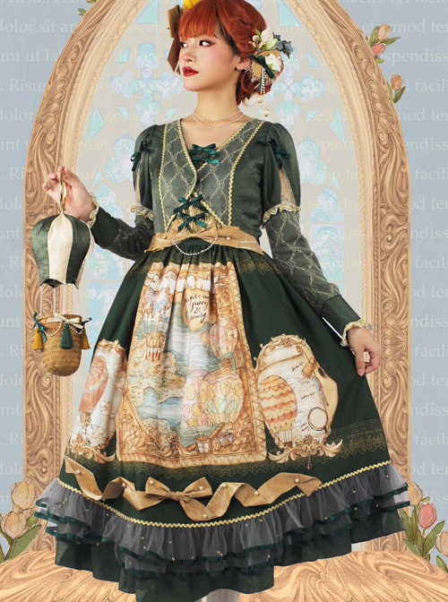 Flee Tulips Series OP Elegant Classic Lolita Long Sleeve Dress