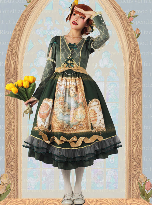 Flee Tulips Series OP Elegant Classic Lolita Long Sleeve Dress