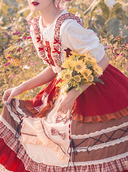 Little Red Riding Hood Series JSK Retro Pastoral Style Sweet Lolita Sling Dress And Cloak