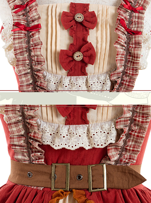 Little Red Riding Hood Series JSK Retro Pastoral Style Sweet Lolita Sling Dress And Cloak