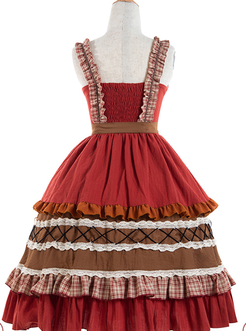 Little Red Riding Hood Series JSK Retro Pastoral Style Sweet Lolita Sling Dress And Cloak