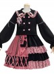 Exploding Raspberry Series JSK Autumn Winter Retro Color Matching Sweet Lolita Sling Dress And Top Set