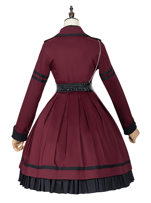 The Battle Of The Jedi Series OP Pure Color Military Style Lolita Red Black Autumn Winter Long Sleeve Dress