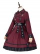 The Battle Of The Jedi Series OP Pure Color Military Style Lolita Red Black Autumn Winter Long Sleeve Dress
