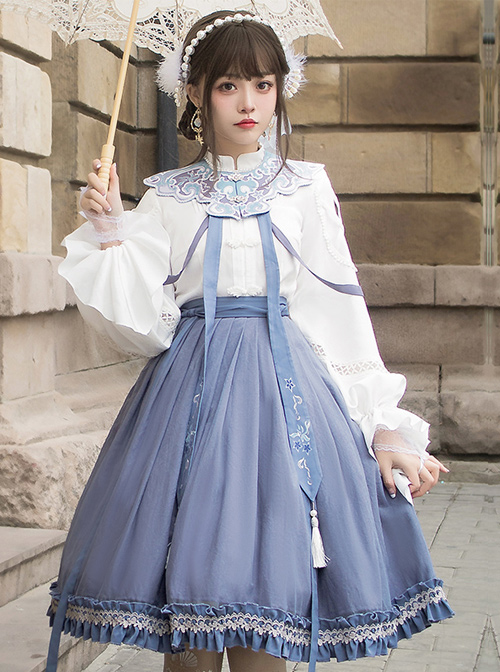 Birch Calls At Night Series SK Chinese Style Classic Lolita Skirt And Shirt Set