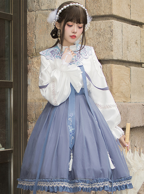 Birch Calls At Night Series SK Chinese Style Classic Lolita Skirt And Shirt Set