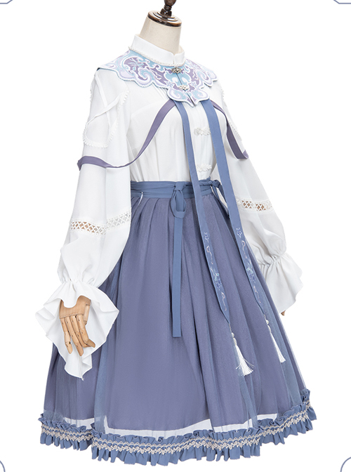 Birch Calls At Night Series SK Chinese Style Classic Lolita Skirt And Shirt Set