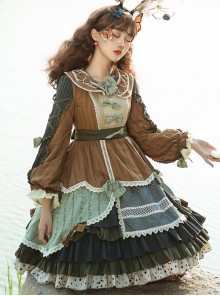 Xiu Man In April Series Retro Pastoral Style Classic Lolita Long Sleeve Dress