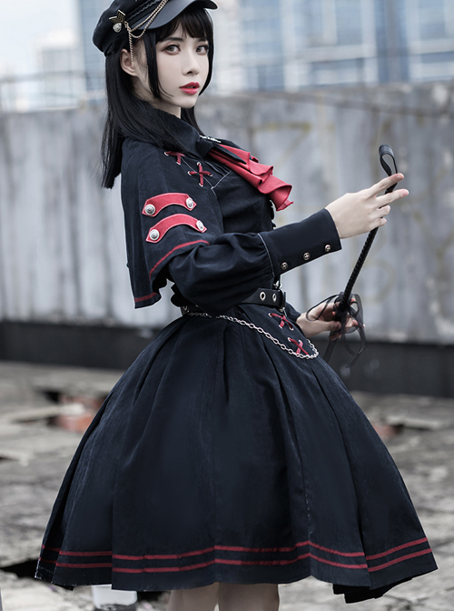 Punishment Execution Officer Series Military Style Gothic Lolita Shirt And Skirt Set