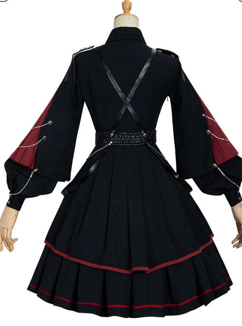 Sanctioner Series OP Dark Retro Military Style Gothic Lolita Long Sleeve Dress