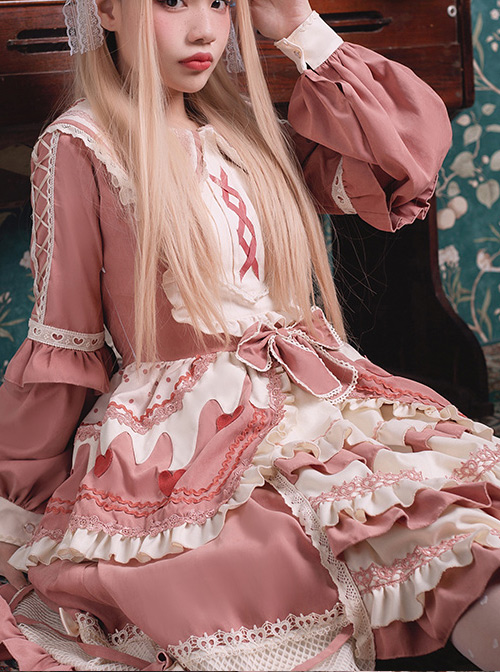 Strawberry Milk Cover Series OP Idyllic Style Sweet Lolita Long Sleeve Dress