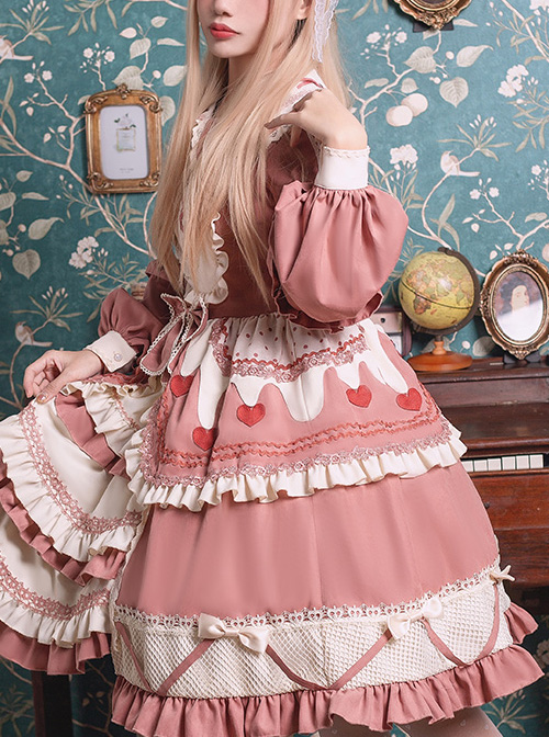 Strawberry Milk Cover Series OP Idyllic Style Sweet Lolita Long Sleeve Dress