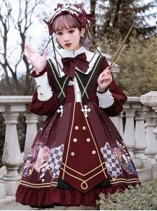 Immortal Bottle Series OP Retro School Lolita Long Sleeve Dress