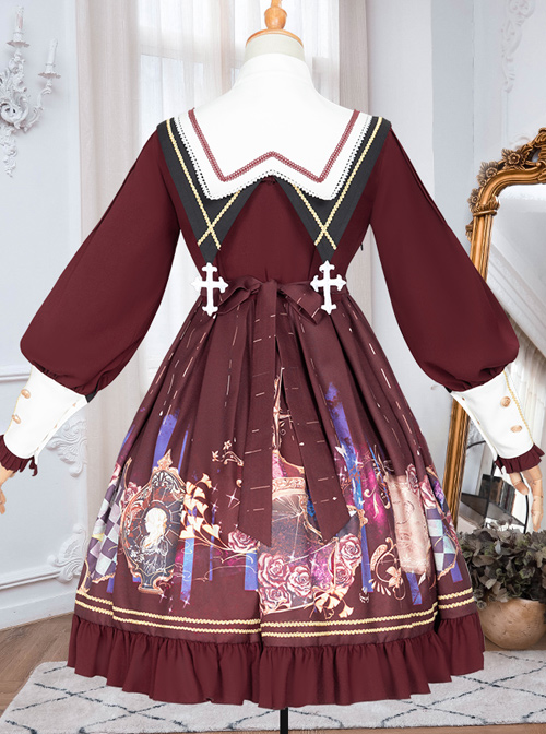 Immortal Bottle Series OP Retro School Lolita Long Sleeve Dress