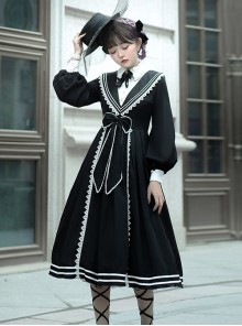 Pride And Prejudice Series OP Elegant Preppy Style Classic Lolita Long Sleeve Dress