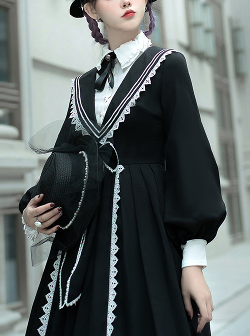 Pride And Prejudice Series OP Elegant Preppy Style Classic Lolita Long Sleeve Dress