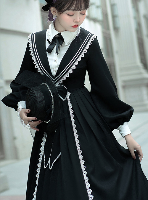 Pride And Prejudice Series OP Elegant Preppy Style Classic Lolita Long Sleeve Dress