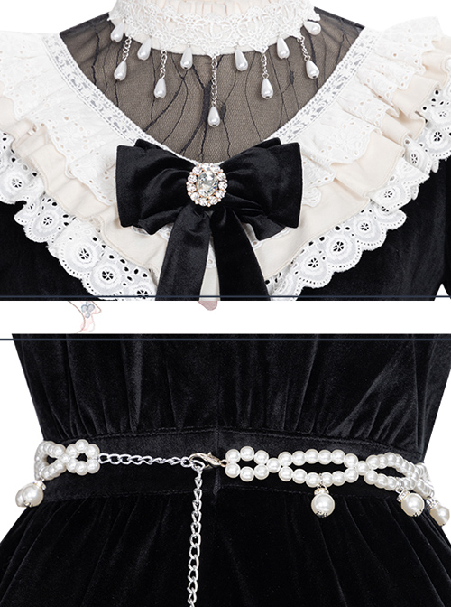 Tenderness Champs Elysees Series OP Elegant Velvet Classic Lolita Long Sleeve Dress