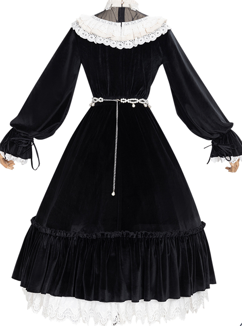 Tenderness Champs Elysees Series OP Elegant Velvet Classic Lolita Long Sleeve Dress