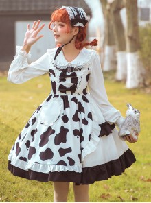 Creamy Cookies Series JSK Milk Cow Printing Sweet Lolita Sling Dress