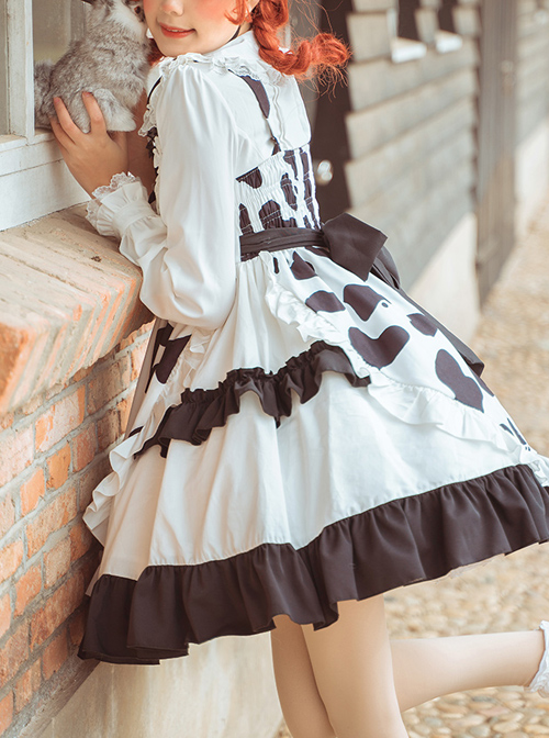 Creamy Cookies Series JSK Milk Cow Printing Sweet Lolita Sling Dress