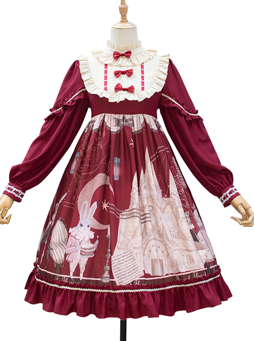 Forest Theater Series OP High Waist Sweet Lolita Long Sleeve Dress