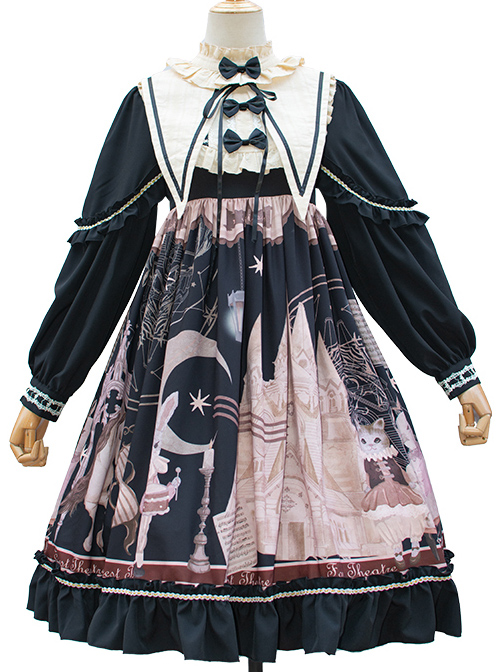 Forest Theater Series OP High Waist Sweet Lolita Long Sleeve Dress