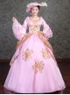 Golden Embroidery Pink Retro Palace Style Lolita Prom Dress