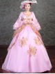 Golden Embroidery Pink Retro Palace Style Lolita Prom Dress