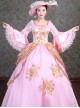 Golden Embroidery Pink Retro Palace Style Lolita Prom Dress