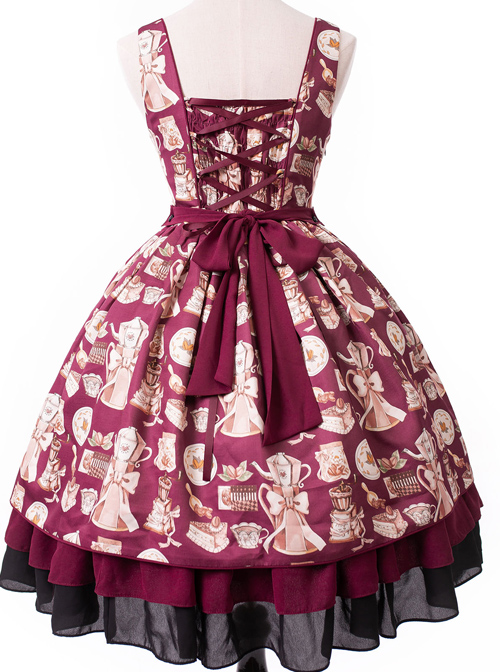 Roast Coffee Series JSK Printing Sweet Lolita Sling Dress