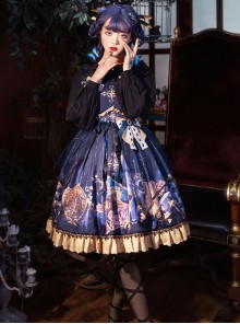 Immortal Bottle Series JSK Retro Printing Classic Lolita Sling Dress