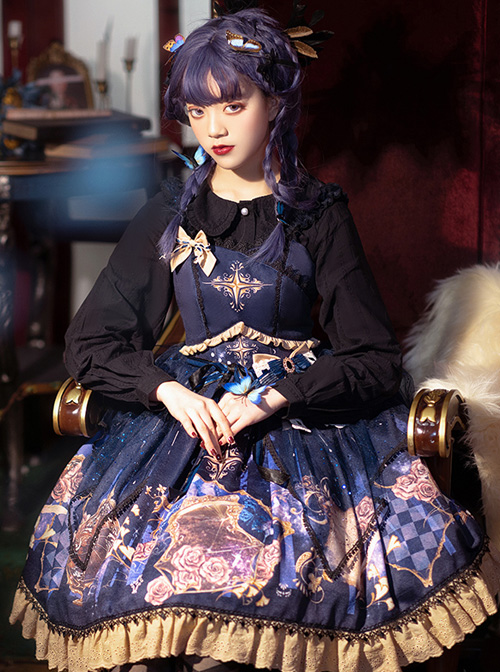 Immortal Bottle Series JSK Retro Printing Classic Lolita Sling Dress