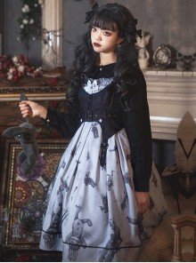 Gloomy Doll Series JSK Gothic Lolita Light Blue Sling Dress