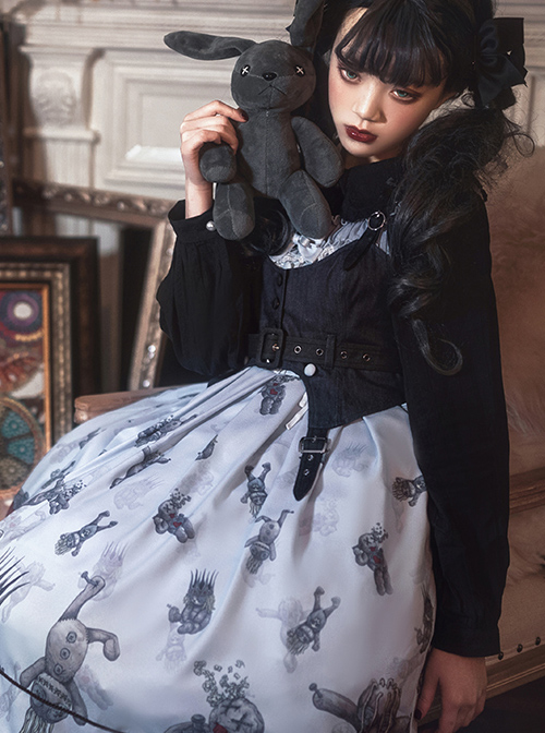 Gloomy Doll Series JSK Gothic Lolita Light Blue Sling Dress