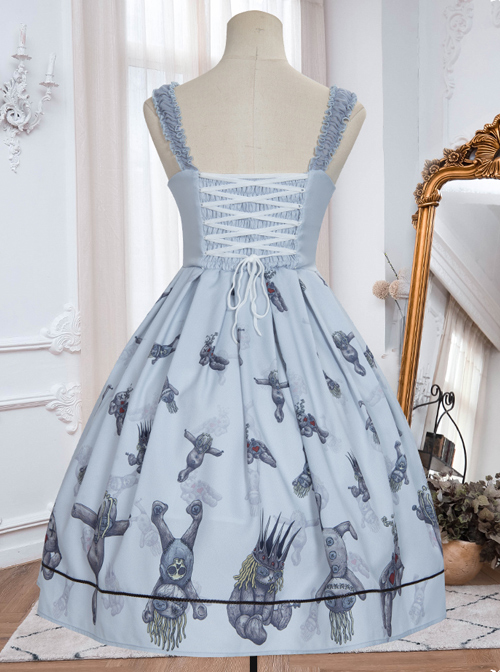 Gloomy Doll Series JSK Gothic Lolita Light Blue Sling Dress