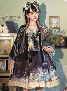 Romantic Dream In Garden Series Retro Chinese Style Printing Classic Lolita Dress