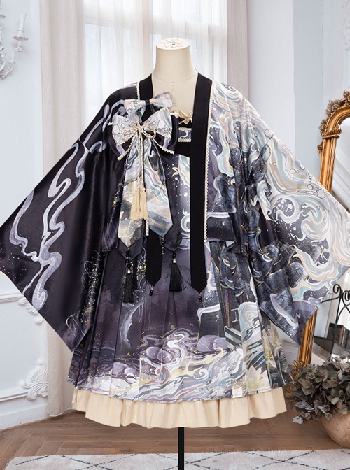 Romantic Dream In Garden Series Retro Chinese Style Printing Classic Lolita Dress