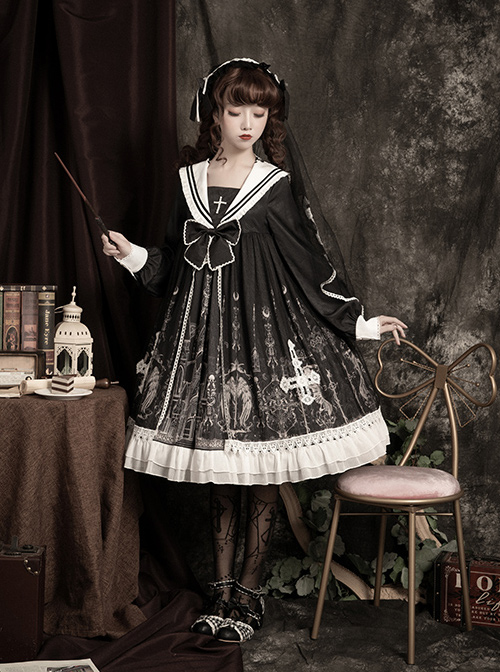 Ode To The Cross Series OP Gothic Lolita Long Sleeve Dress
