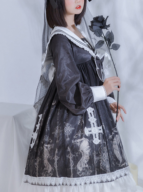 Ode To The Cross Series OP Gothic Lolita Long Sleeve Dress