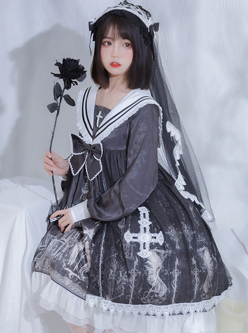 Ode To The Cross Series OP Gothic Lolita Long Sleeve Dress