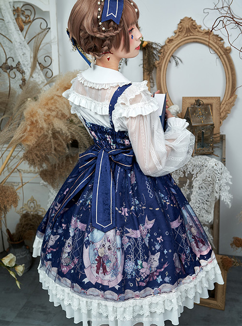 Fox Hydrangea Series Printing JSK Sweet Lolita Sling Dress